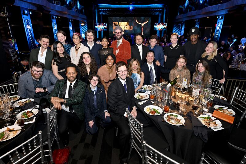 The Late Show with Stephen Colbert writers attend the 2025 Writers Guild Awards New York Ceremony at Edison Ballroom on February 15, 2025