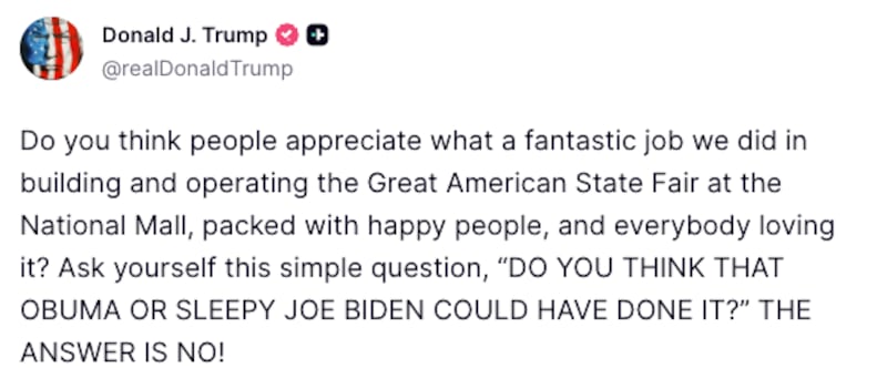 Trump on his American State Fair.