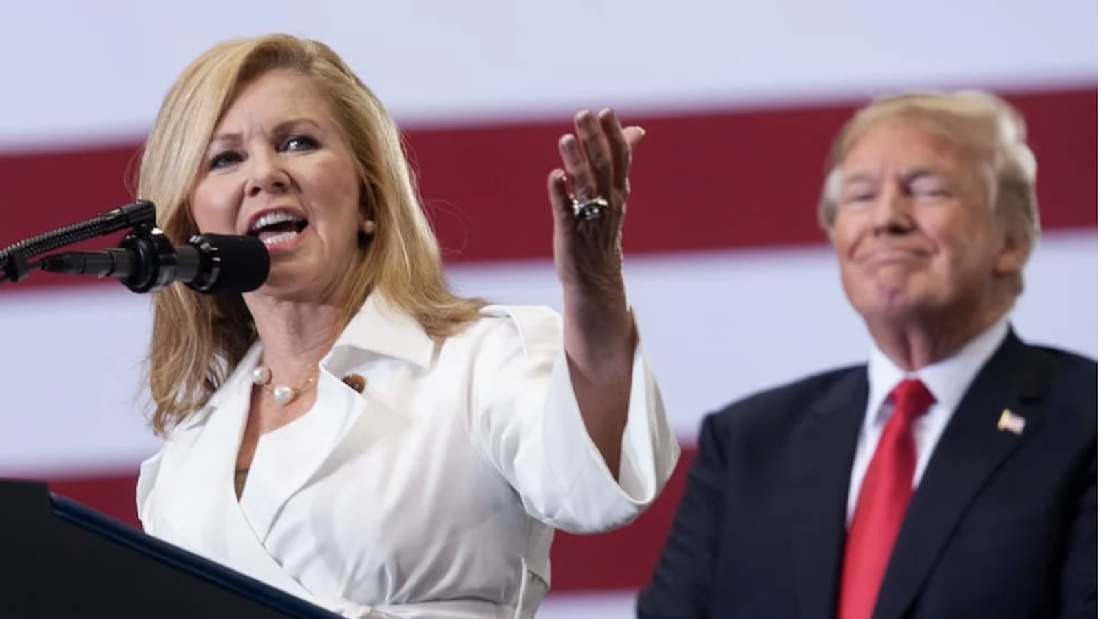 An image of Sen. Marsha Blackburn with President Trump is prominently displayed on her page as she runs for Tennessee governor.