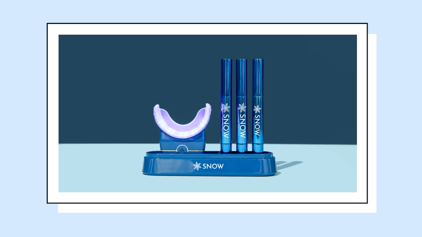Whitening kit on a blue background.