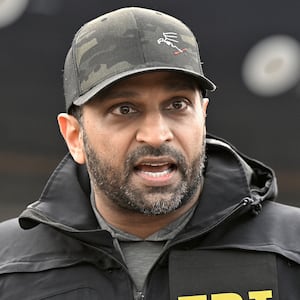 FBI Director Kash Patel speaks during a press conference on the tarmac at Ontario International Airport on Friday, Jan. 23, 2026.
