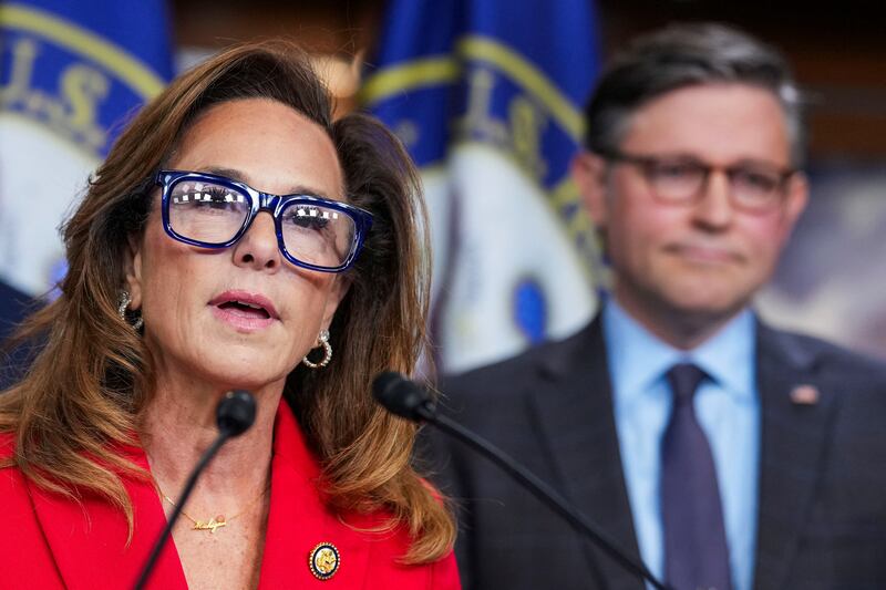 U.S. Representative Lisa McClain (R-MI) speaks during a press conference with Republican House Leadership and U.S. House Speaker Mike Johnson (R-LA), on Capitol Hill in Washington, D.C., U.S., September 1, 2026. REUTERS/Aaron Schwartz