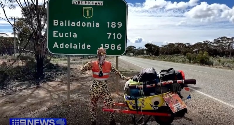 Catman during his walk across Australia.