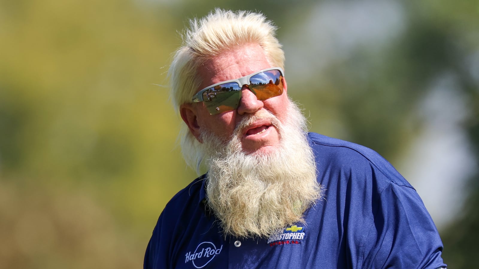 SIOUX FALLS, SOUTH DAKOTA - SEPTEMBER 12: John Daly of the United States looks on after his shot on the fourth tee during the first round of the Sanford International 2025 at Minnehaha Country Club on September 12, 2025 in Sioux Falls, South Dakota. (Photo by Steven Garcia/Getty Images)
