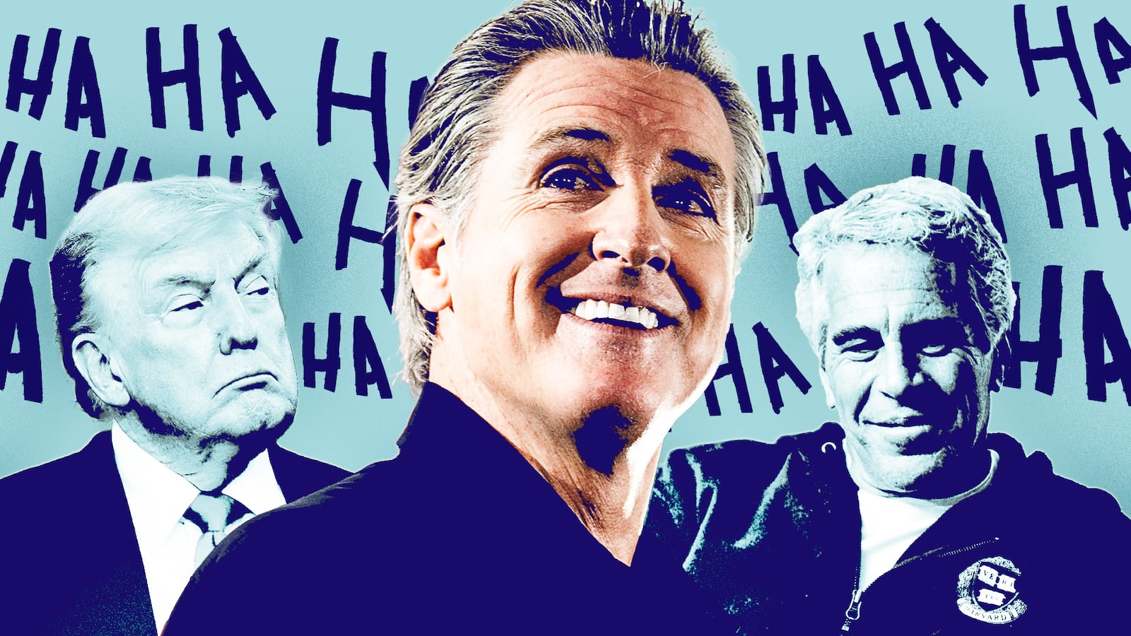 Gavin Newsom pokes fun at Donald Trump and Jeffrey Epstein.