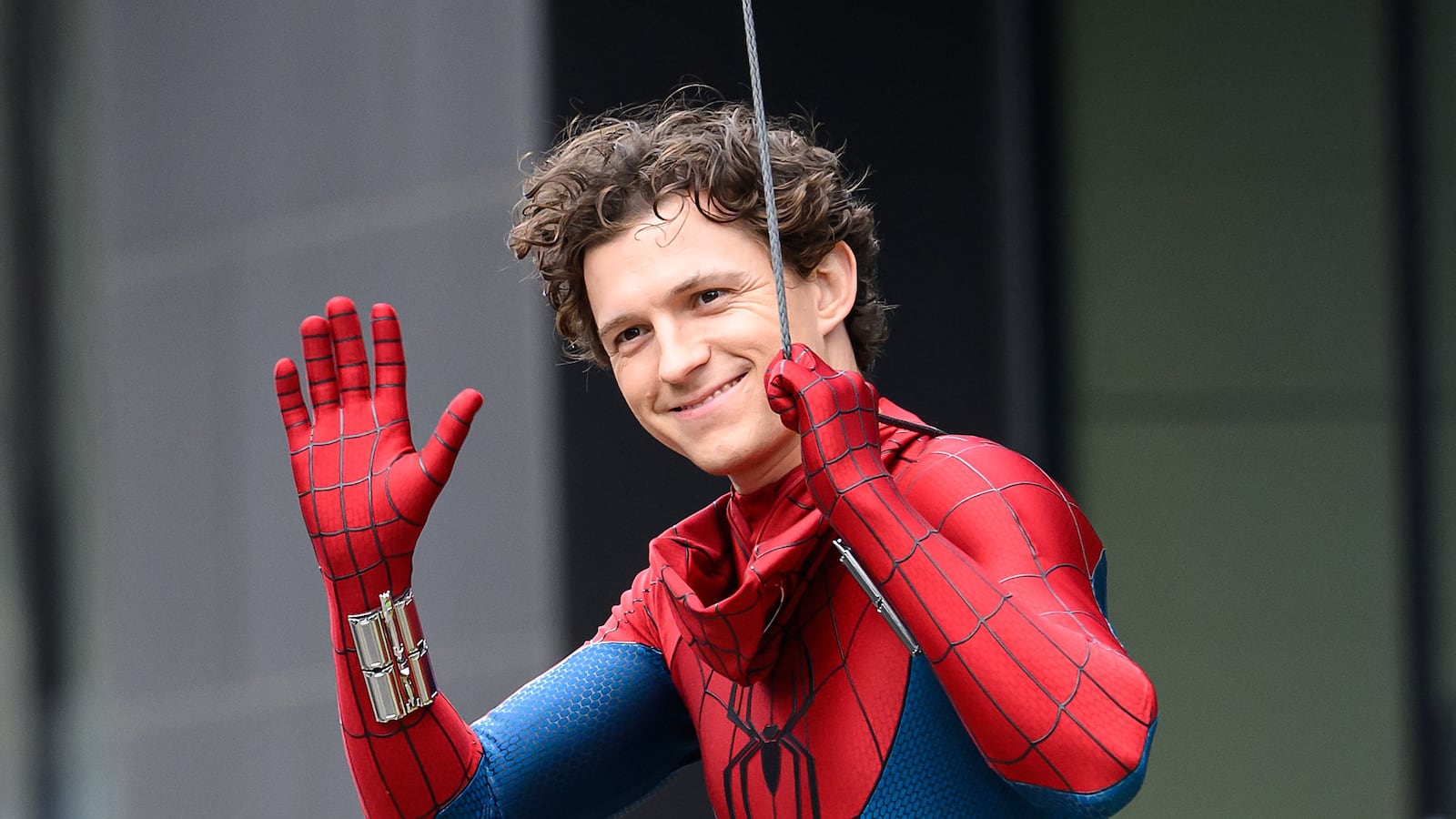 GLASGOW, UNITED KINGDOM - AUGUST 3: (UK OUT) Tom Holland is seen on the set of 'Spider-Man: Brand New Day' on August 3, 2025 in Glasgow, Scotland. (Photo by MEGA/GC Images)