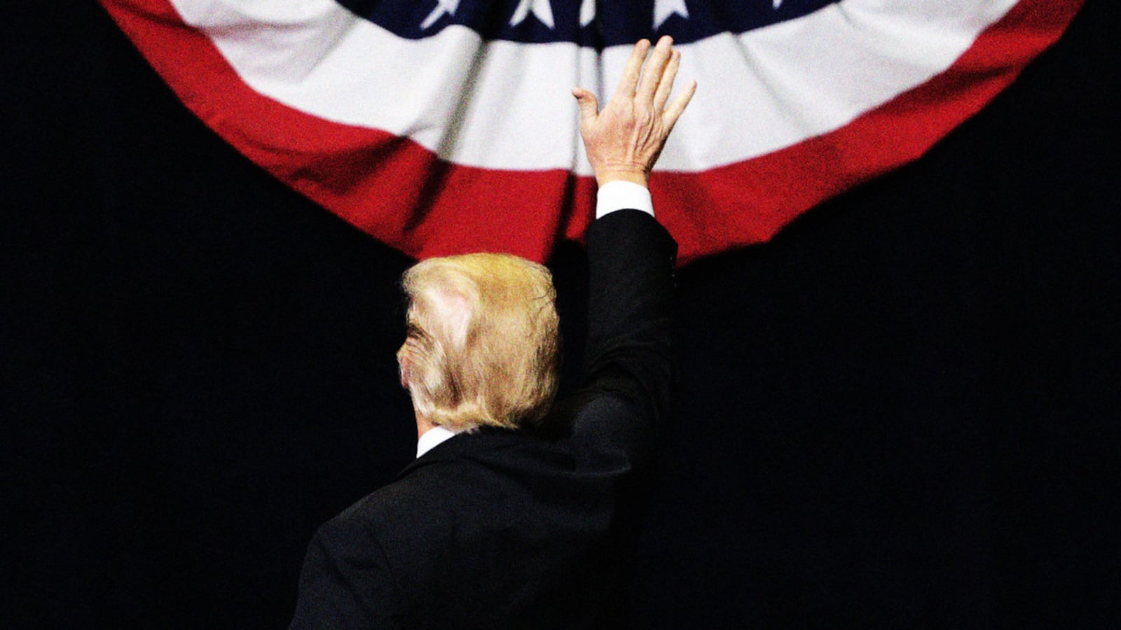 An illustration including a photo of former U.S. President Donald Trump