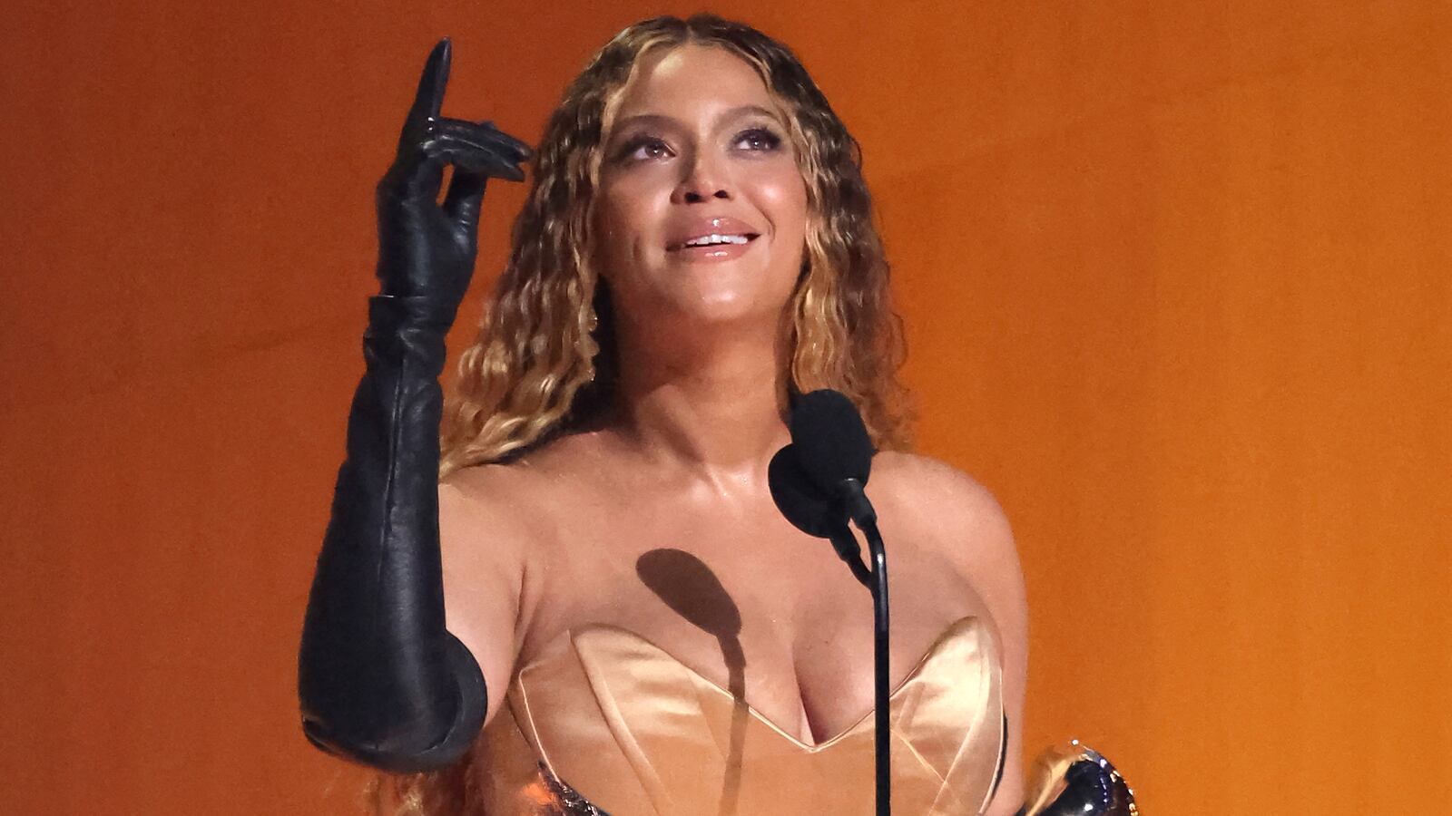 Beyonce accepts the award for Best Dance/Electronic Music Album for “Renaissance” during the 65th Annual Grammy Awards in Los Angeles, California, Feb. 5, 2023.