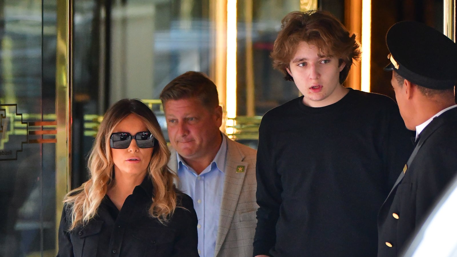 Former U.S. first lady Melania Trump and son Barron Trump leave Trump Tower in Manhattan on July 07, 2021 in New York City.