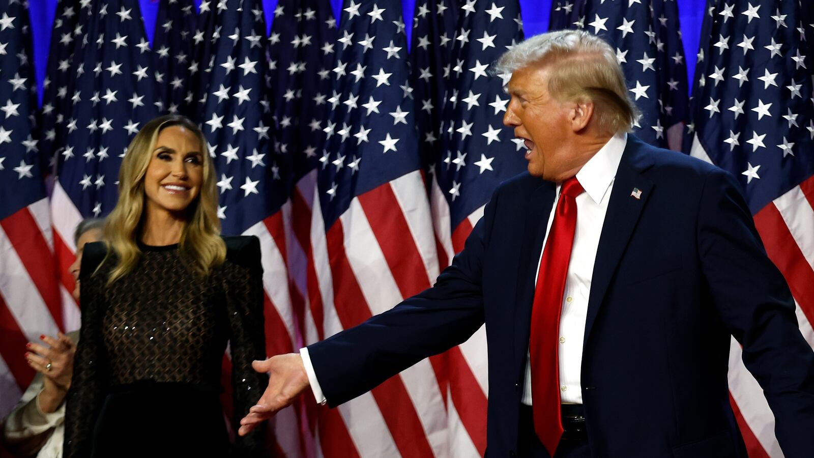 Donald Trump with daughter-in-law Lara Trump (L).
