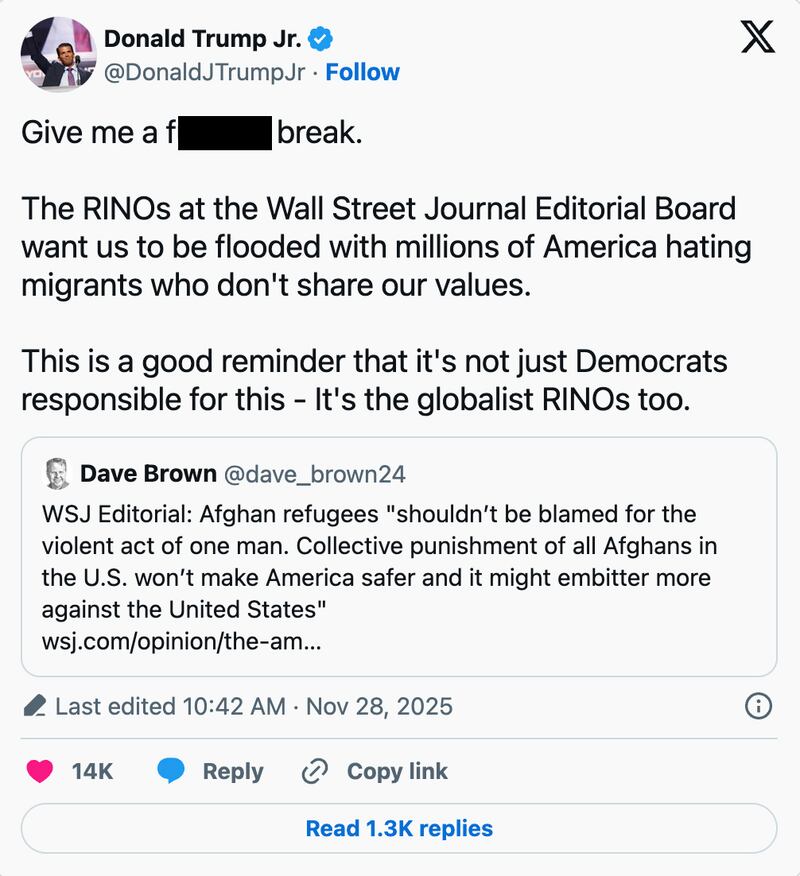 Donald Trump Jr. melts down at The Wall Street Journal.