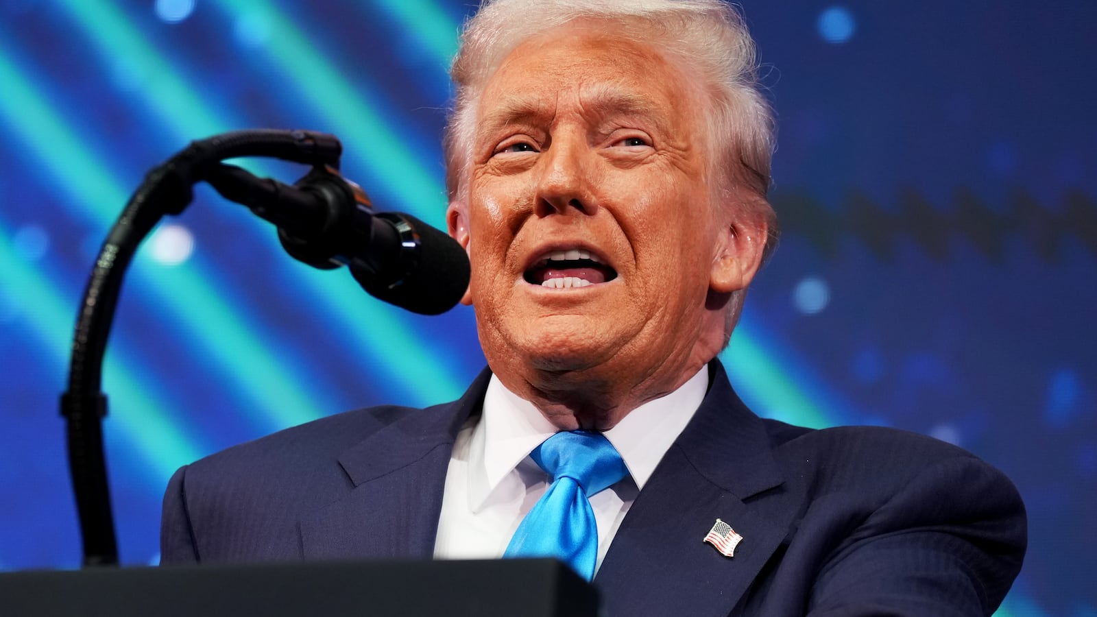 President Donald Trump delivers remarks during the APEC CEO Summit at the Gyeongju Arts Center on October 29, 2025 in Gyeongju, South Korea.