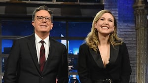 Stephen Colbert and Taylor Tomlinson
