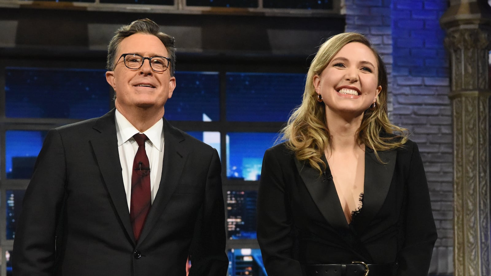 Stephen Colbert and Taylor Tomlinson