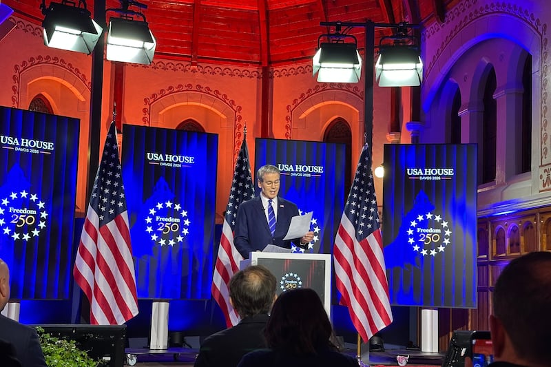 Scott Bessent, US Secretary of the Treasury, speaks at a press conference at the House of the USA.