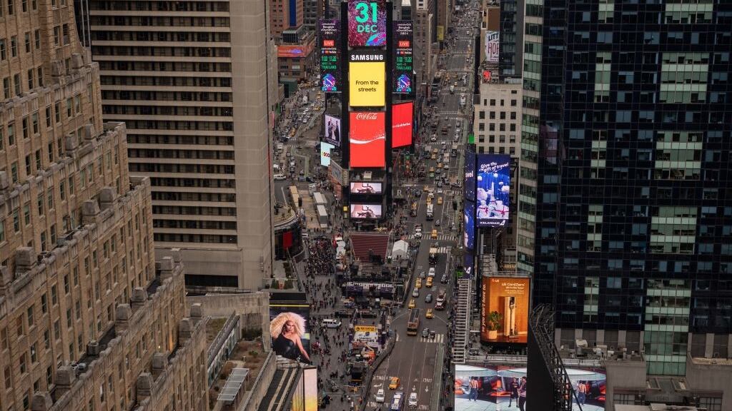 A general views shows Times Square on December 30, 2023.