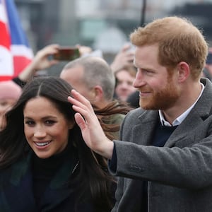 Prince Harry and Meghan Markle meet members of the British public at Edinburgh Castle in Scotland on February 13, 2018.