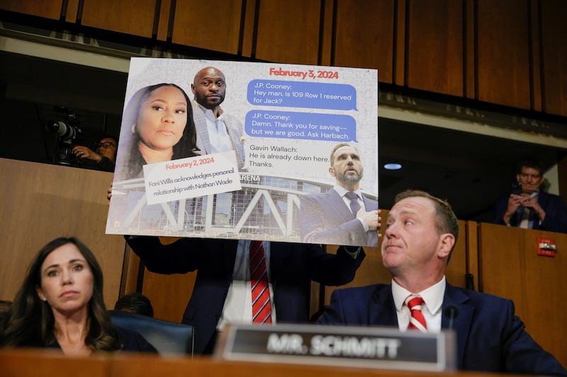 US senator Eric Schmitt (R-MO) during a Senate Judiciary Committee hearing with former special counsel at the Justice Department Jack Smith, on Capitol Hill in Washington, D.C., US, September 29, 2026. REUTERS/Evan Vucci