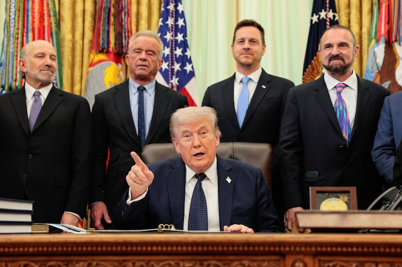 President Donald Trump made a dig at Prince Harry when asked about the British royal during an appearance in the Oval Office on April 23, 2026.