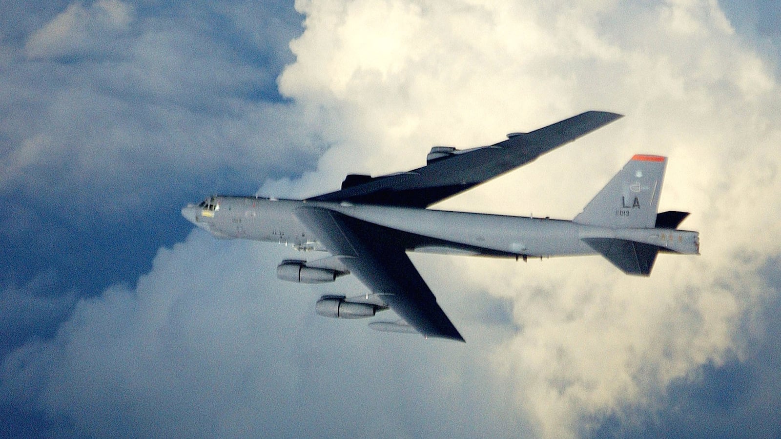 IN FLIGHT - APRIL 7: In this photo provided by the U.S. Air Force, a 40th Expeditionary Bomb Squadron B-52 Stratofortress flies home after striking multiple targets deep in Iraq April 7, 2003 while in flight. Coalition warplanes continue to attack suspected Iraqi leadership targets after U.S.-led ground forces took control of Baghdad. (Photo by Richard Freeland/U.S. Air Force/Getty Images)