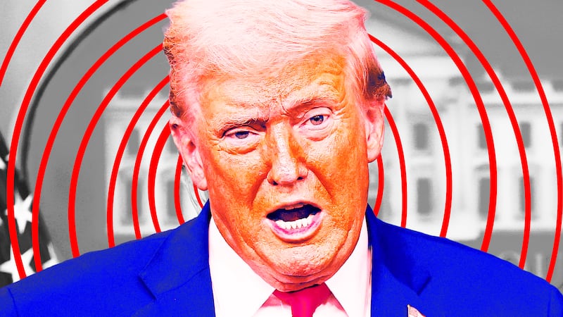 A photo illustration of Donald Trump during his 80-minute rambling speech.