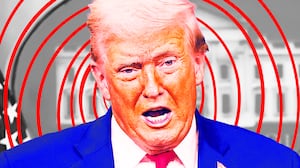 A photo illustration of Donald Trump during his 80-minute rambling speech.