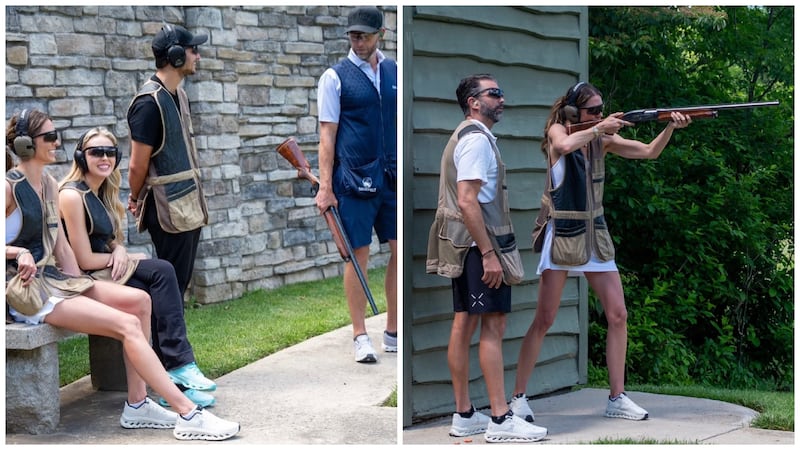 Bettina Trump and new inlaws at gun range on Camp David grounds.