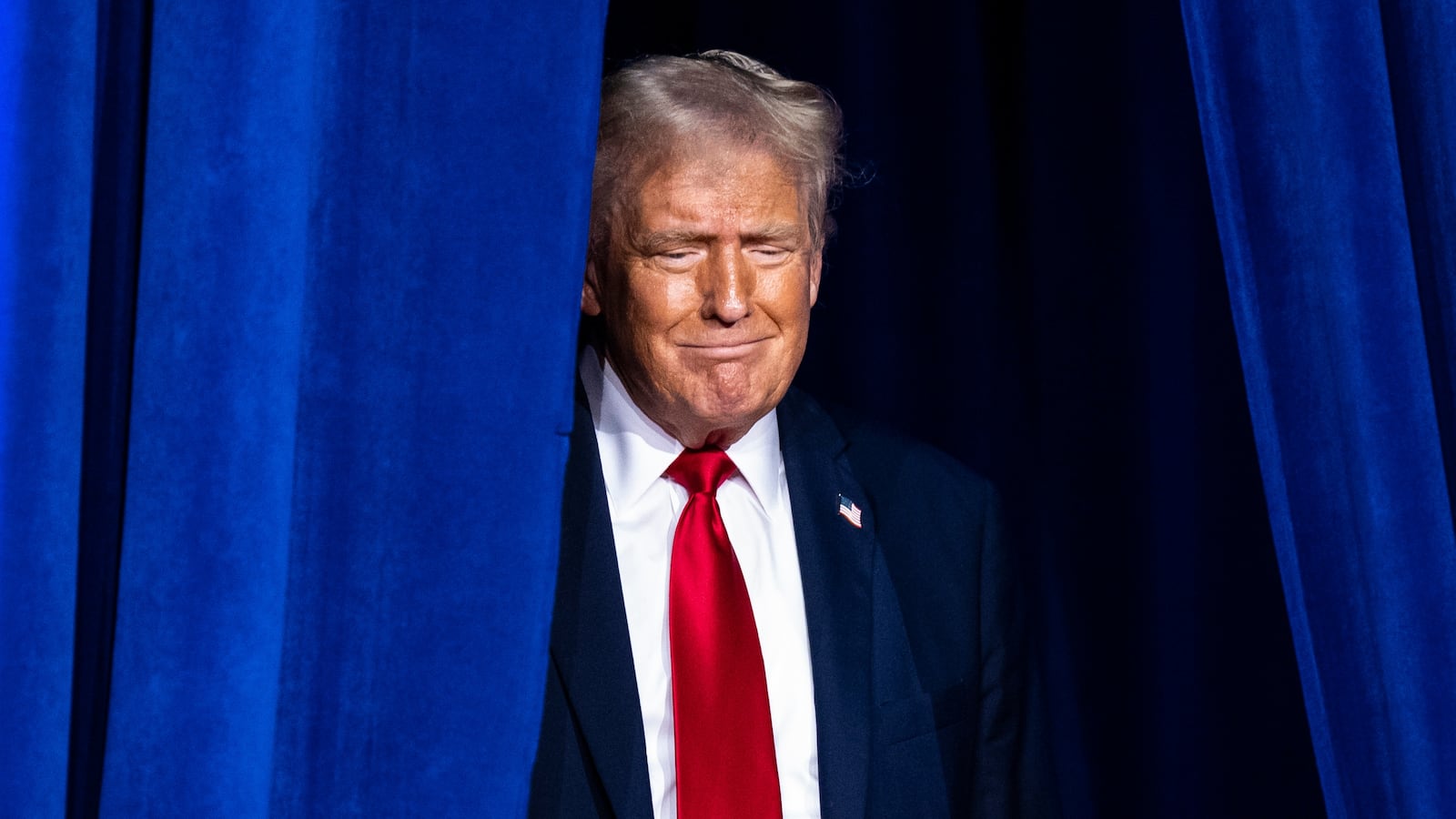 West Palm Beach, FL - November 6 : Republican presidential nominee former President Donald Trump walks out on stage after being declared the winner during an election night watch party at the Palm Beach County Convention Center in West Palm Beach, Florida in the early hours of Wednesday, Nov. 06, 2024. (Photo by Jabin Botsford/The Washington Post via Getty Images)