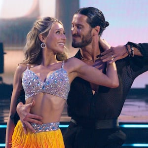 DANCING WITH THE STARS - "Finale"- Capping off a record-breaking season, the finale episode sees the five remaining couples competing for a chance at winning the coveted Len Goodman Mirrorball Trophy. TUESDAY, NOV. 25 (8:00-11:00 p.m. EST) on ABC. (Disney/Eric McCandless) 
ALIX EARLE, VALENTIN CHMERKOVSKIY (Photo by Eric McCandless/Disney via Getty Images)