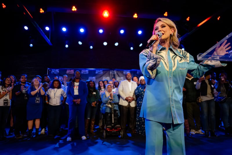 Aftyn Behn delivers a concession speech during an election-night party on December 2, 2025 in Nashville, Tennessee.