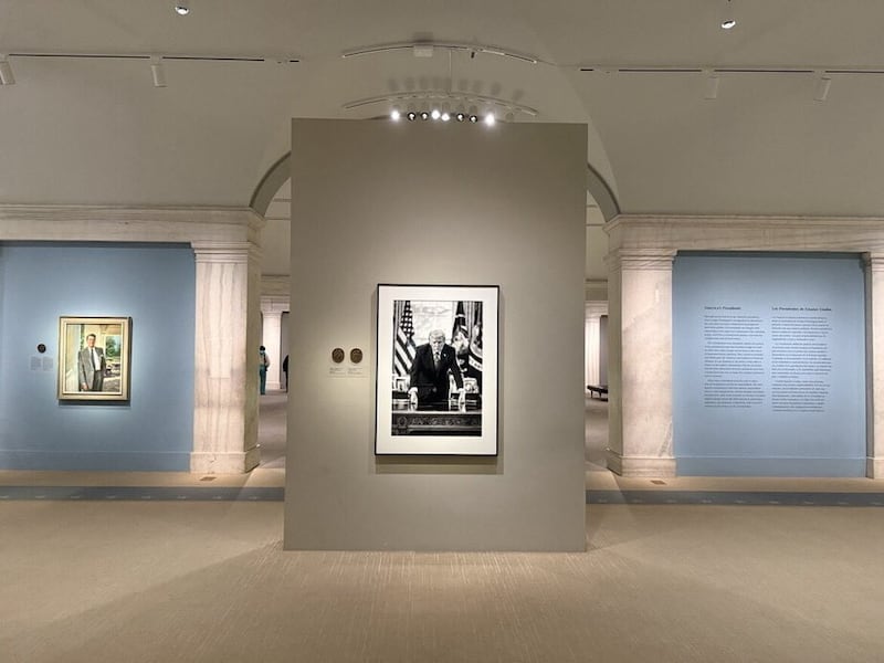 An image shared by the White House showing the new portrait at the National Portrait Gallery.