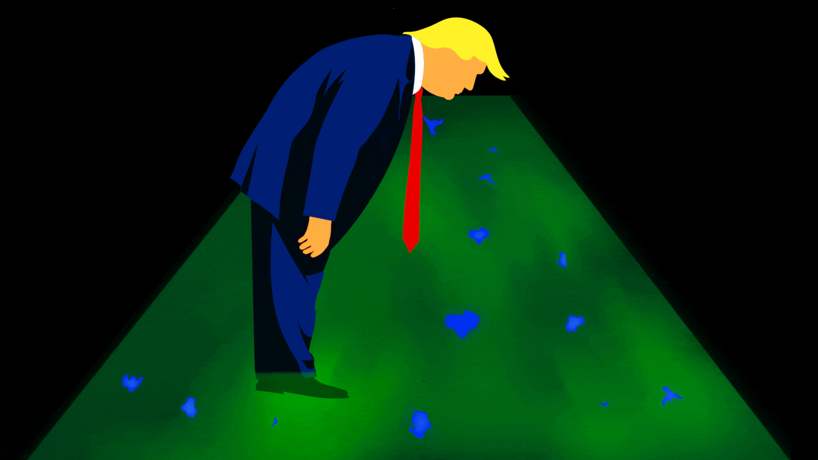 Donald Trump, reflecting pool illustration, illo