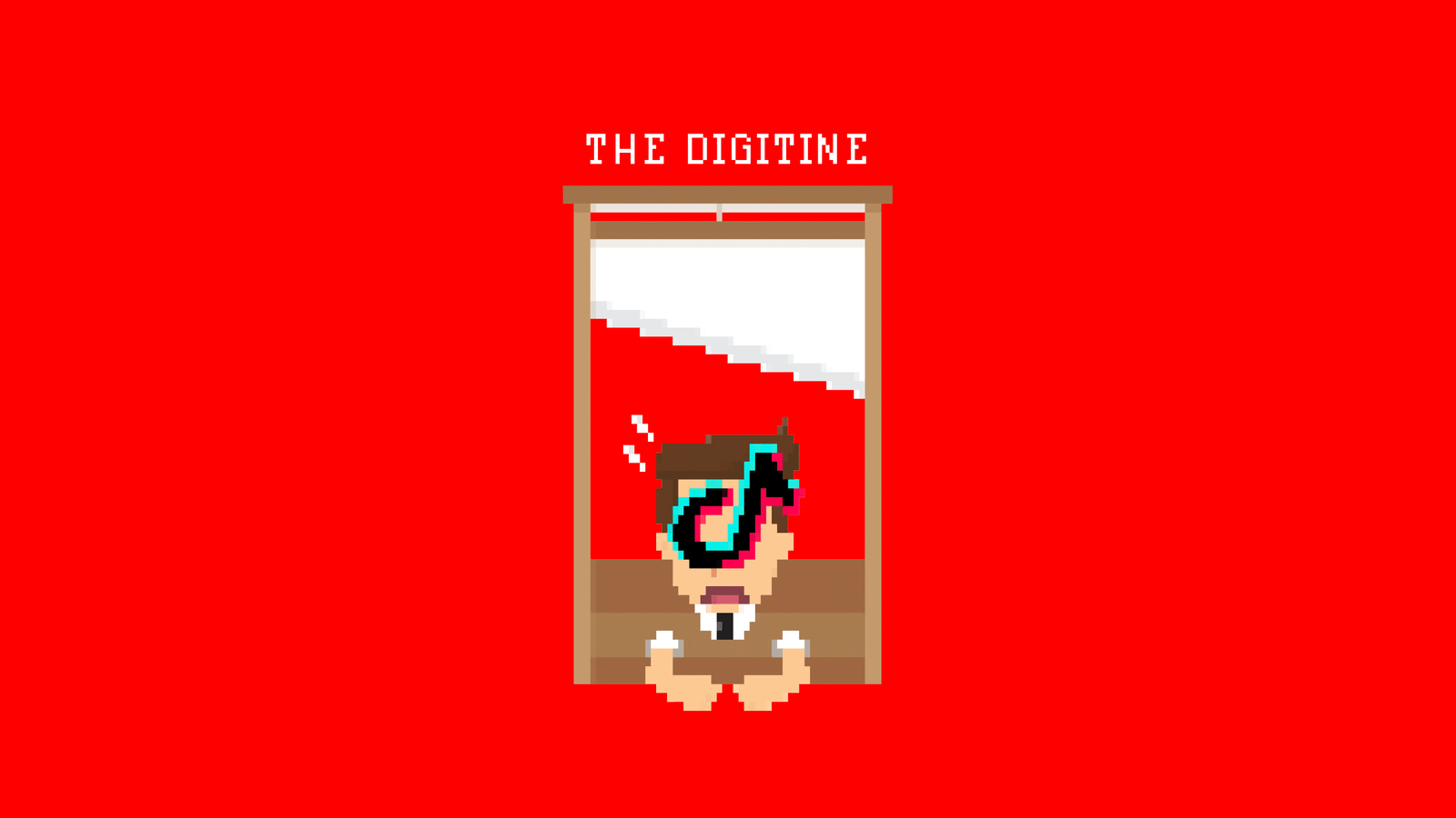 A gif of a man with a TikTok face in a guillotine
