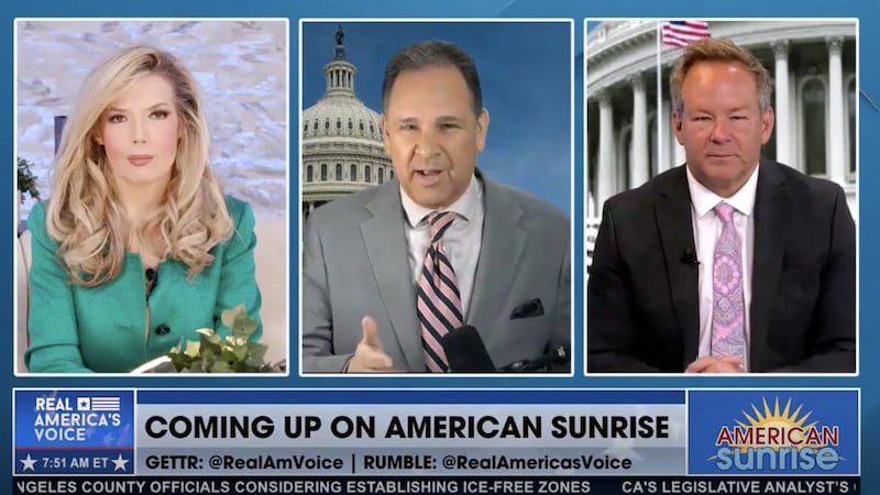 The hosts of 'American Sunrise' on Real America's Voice on January 14.