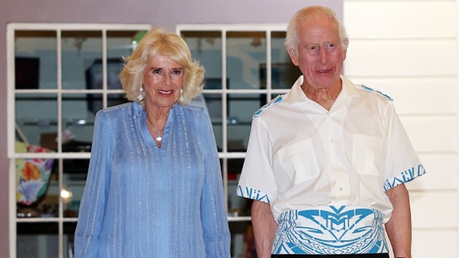 King Charles III and Queen Camilla pose for a photo ahead of the Official Dinner and Reception for the Commonwealth Heads of Government and Delegation, set in the grounds of the Robert Louis Stevenson Museum on October 25, 2024 in Apia, Samoa.