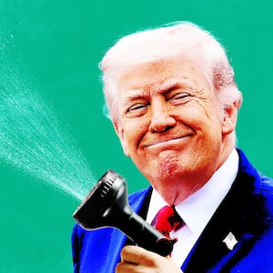 Trump with waterhose