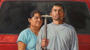 The ironic image Criselda Vasquez painted of her parents. Her father has since been detained by ICE.