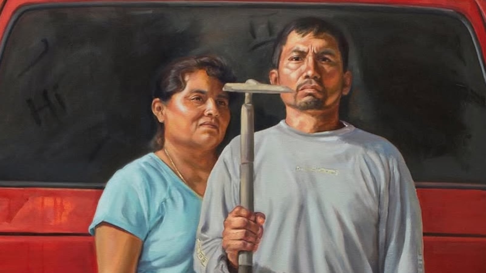 The ironic image Criselda Vasquez painted of her parents. Her father has since been detained by ICE.