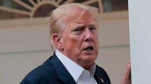 President Donald Trump speaks to reporters near the Rose Garden after returning to the White House on Marine One on July 29, 2025 in Washington, DC.