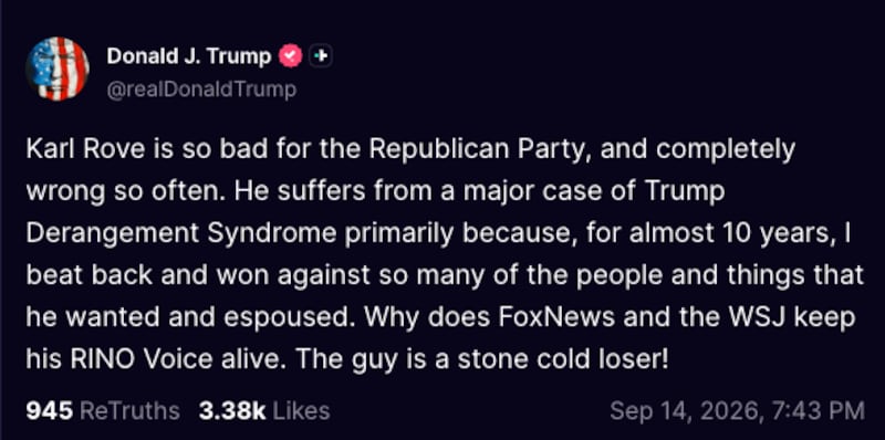 donald trump karl rove truth social