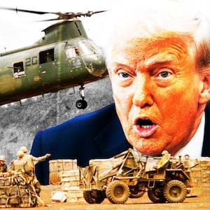 Donald Trump overlayed on a photo of the Vietnam War