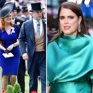 Sarah Ferguson, Duchess of York and Prince Andrew, Duke of York and Princess Eugenie of York.