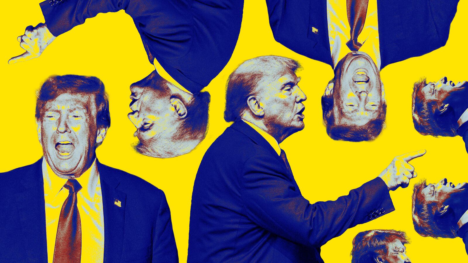 A photo collage of former President Donald Trump.