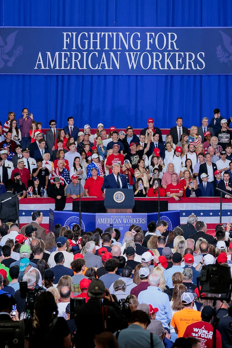 U.S. President Donald Trump delivers remarks at Rockland Community College in Suffern, New York, U.S., May 22, 2026. REUTERS/Kylie Cooper