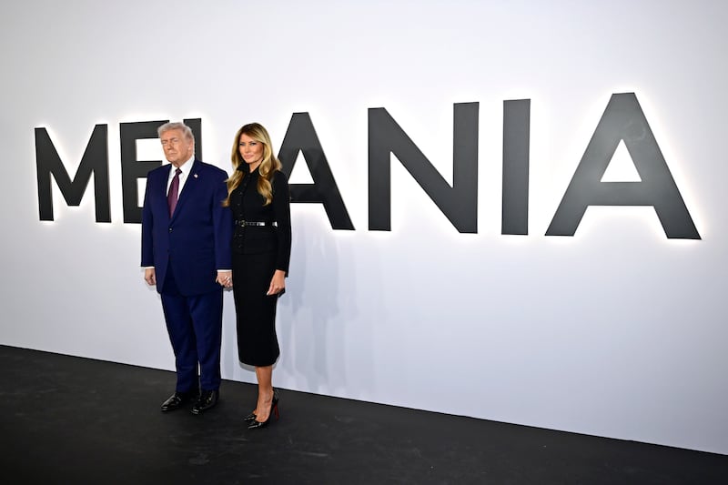 Donald Trump and Melania Trump at Amazon MGM Studios' film, "MELANIA" World Premiere held at the Trump-Kennedy Center on January 29, 2026 in Washington, D.C.. (Photo by Craig Hudson/Variety via Getty Images)