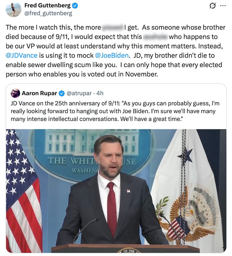 Fred Guttenberg lashes out at JD Vance on X.