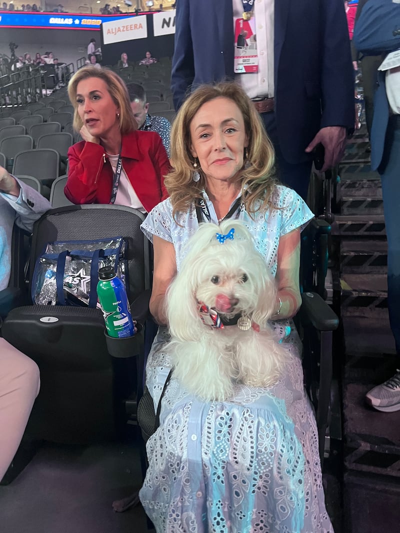 Delegate Alexandria Hughes with her dog Lucia at the convention.