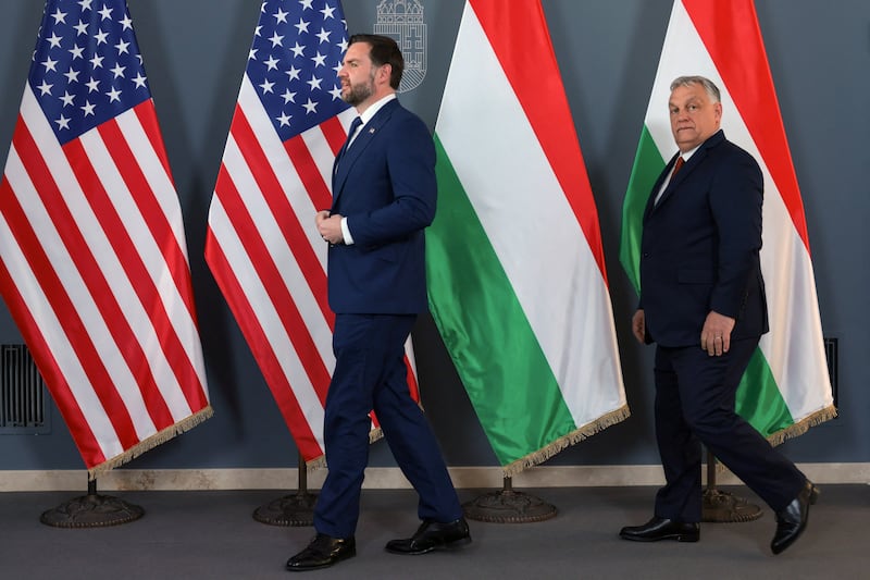 U.S. Vice President JD Vance meets with Hungarian Prime Minister Viktor Orban in Budapest, Hungary, April 7, 2026. REUTERS/Jonathan Ernst/Pool