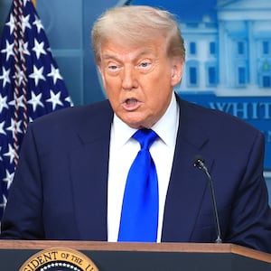 WASHINGTON, DC - JUNE 27: U.S. President Donald Trump, joined by U.S. Deputy Attorney General Todd Blanche, speaks on recent Supreme Court rulings in the briefing room at the White House on June 27, 2025 in Washington, DC. The Supreme Court ruled 6-3 that individual judges cannot grant nationwide injunctions to block executive orders, including the injunction on President Trump’s effort to eliminate birthright citizenship in the U.S. The justices did not rule on Trump’s order to end birthright citizenship but stopped his order from taking effect for 30 days. (Photo by Joe Raedle/Getty Images)