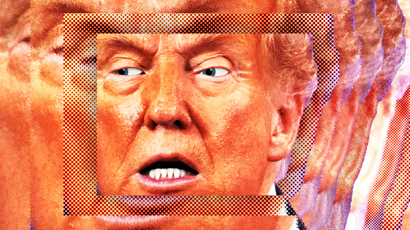 Close up of Donald Trump with his eyes darting back and forth